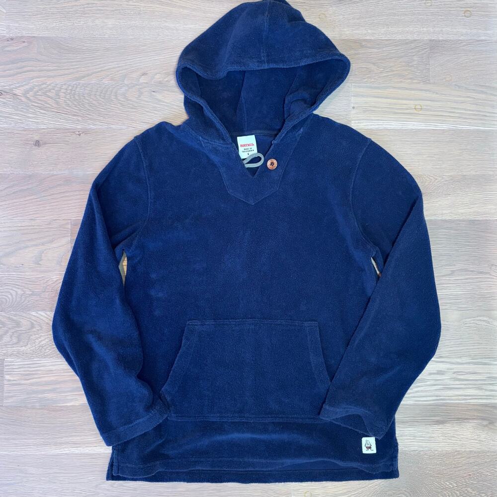 Birdwell Beach Britches Baja Hoodie Navy Terry USA Made Unisex Men Size Small